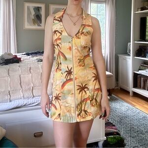 urban outfitters tropical zipper collared dress